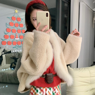 含100羊毛 小香羊毛外套 全员自留 毛皮羊羔毛慵懒法式 LIN