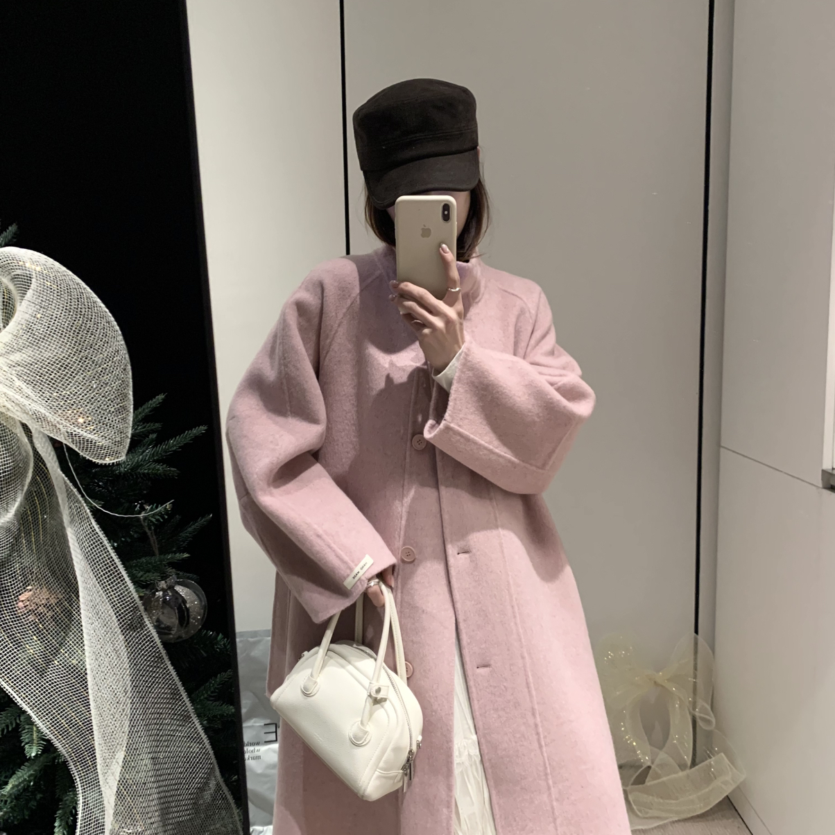 拿铁-～超大牌韩系简约高级感立领7色主推长款羊毛外套（含100羊