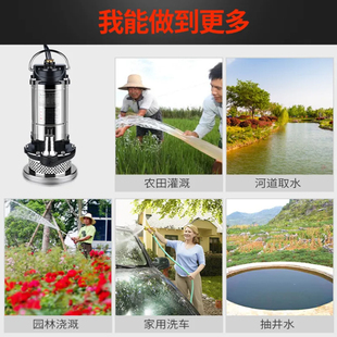 瀑布出水口鱼池过滤器不锈钢潜水泵220v抽水小型水景墙高扬程150W