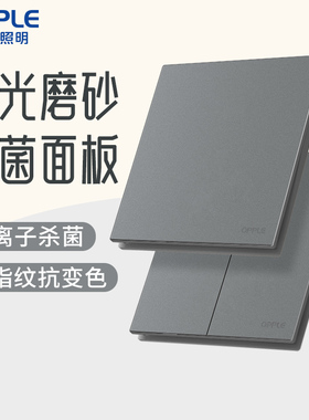 欧普哑光磨砂开关插座抗菌面板现代简约风全屋开关面板W80悦颜灰