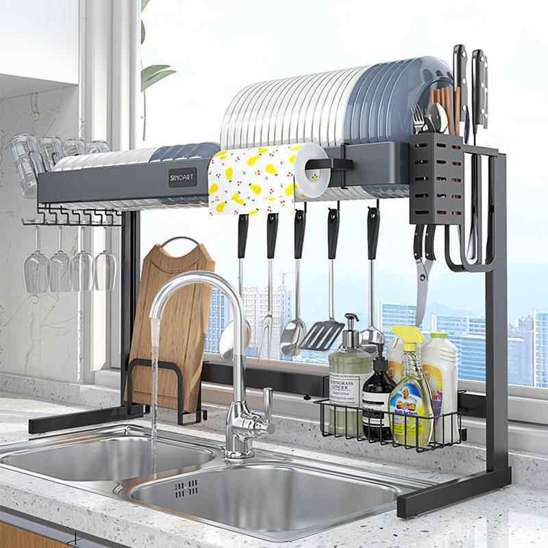 新款壁挂铝合金厨房置物架水槽碗碟沥水架不锈钢伸缩水槽架