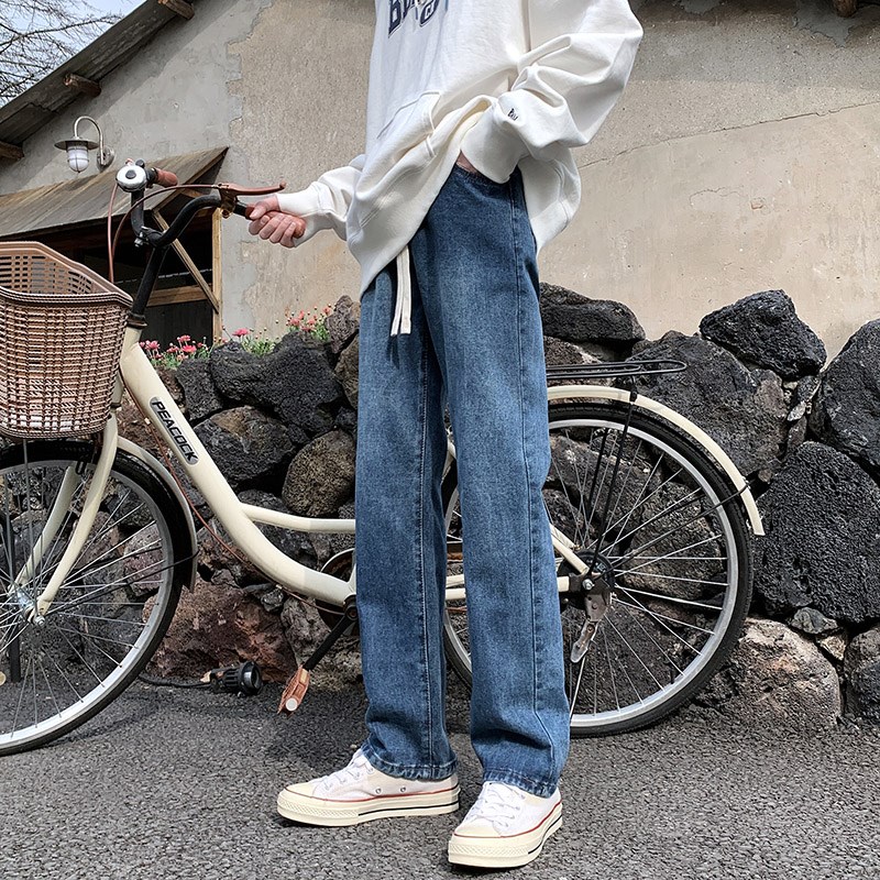黑色牛仔裤男款夏季薄款高街复古男生美式潮牌直筒休闲裤修身裤子