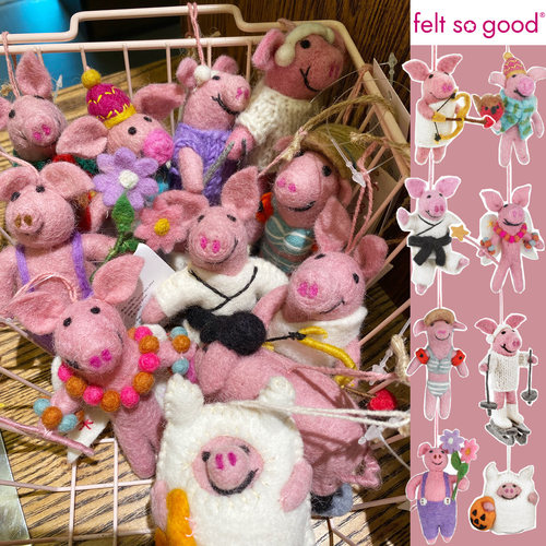 feltsogood小猪系列羊毛毡挂件