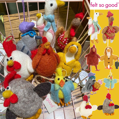 feltsogood火鸡鹅母子羊毛毡挂件
