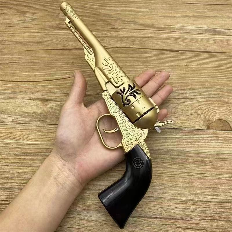 西部牛仔金属砸炮枪左轮创意减压玩具金属枪8090怀旧砸炮枪模型