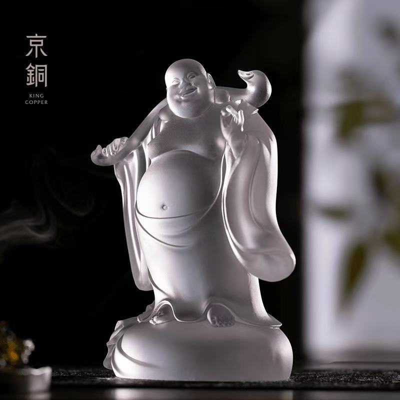 琉璃弥勒菩萨佛像琉璃佛具高级感客厅招财装饰小摆件禅意轻奢高档