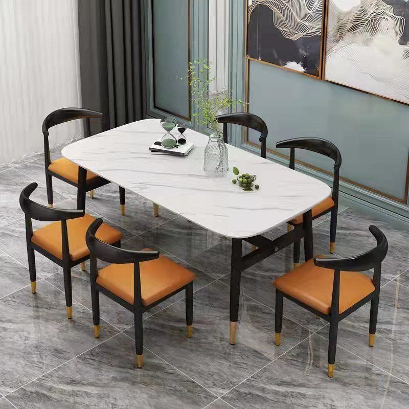 餐桌椅组合吃饭桌子餐厅一桌四椅小户型家用简约餐桌仿理石餐台椅
