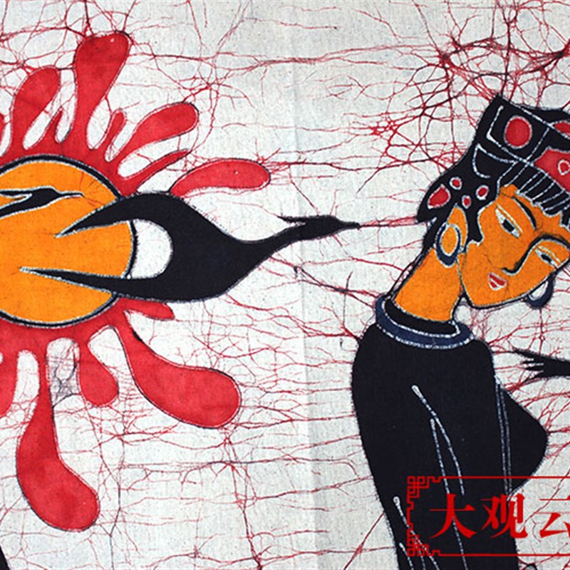 蜡染布画牧羊手工壁画民族餐厅茶室装饰壁挂特色酒吧背景挂画图片