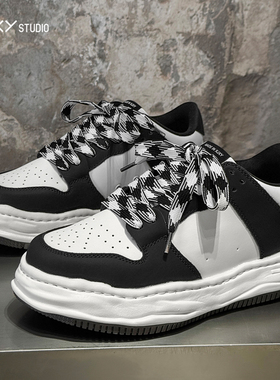 XJXY增高鞋黑白配色鞋子男鞋休闲鞋板鞋男款2025新款秋冬季运动鞋