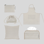 Miller 条纹布艺 Ecru 束口袋 KBP 北欧简约 手拿包 抱枕 米白