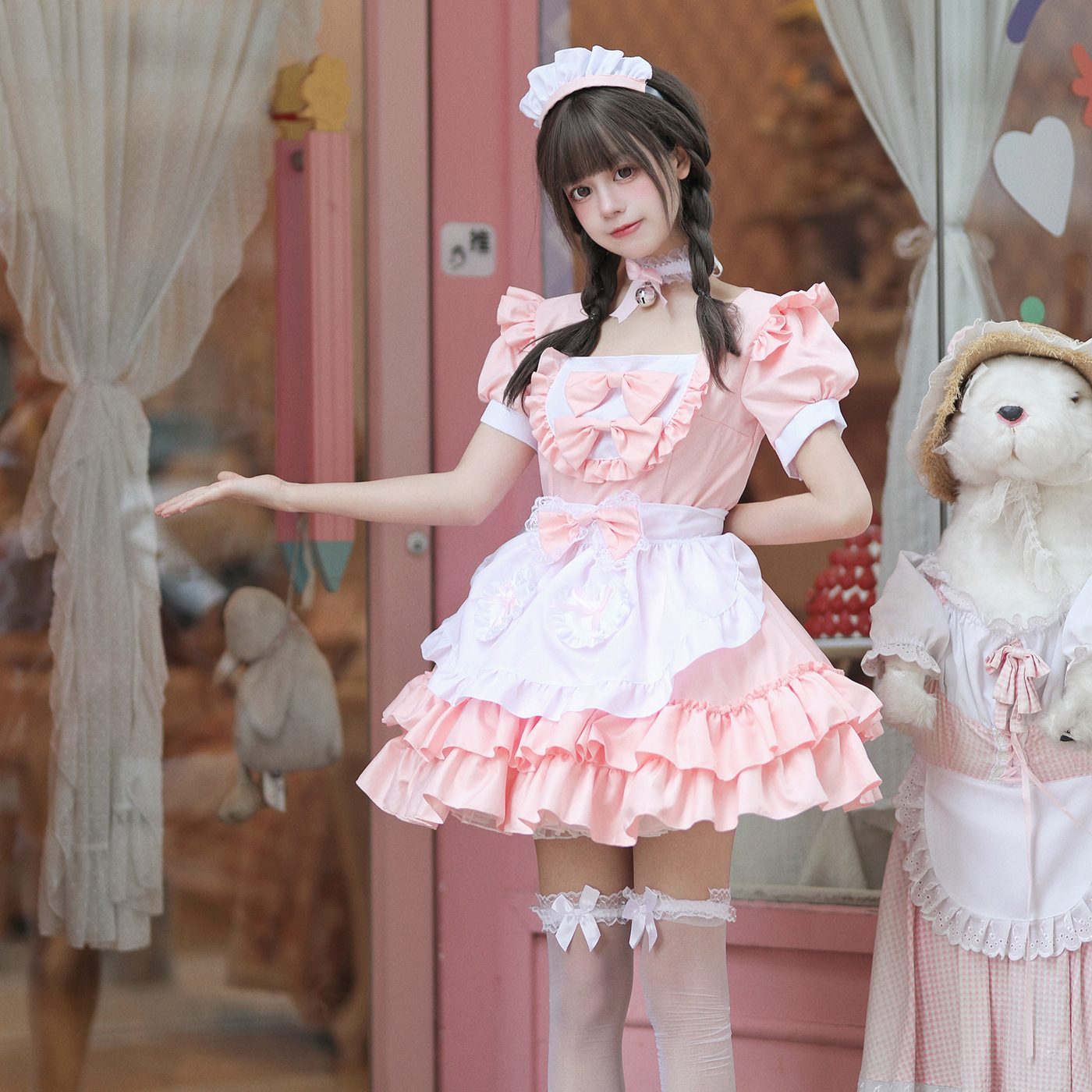 cosplay日系软妹女仆装连衣裙清纯可爱粉色女佣制服套装角色扮演