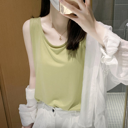 冰丝凉感慵懒风吊带背心女夏2025新款薄款遮副乳衬衫内搭无袖上衣