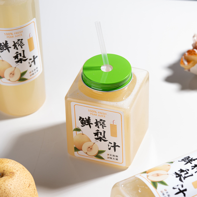 300ml-1000ml梨汁外卖杯子果汁瓶