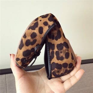 豆豆鞋 瓢鞋 防滑大码 百搭韩版 女2021豹纹方头平底v平跟夏浅口单鞋