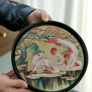 家用泡茶壶承 陶黑九尾狐吸水圆形干盘茶托盘新中式