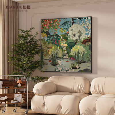 客厅玄关挂画美式乡村风景高级感样板间背景墙卧室装饰.画方形壁