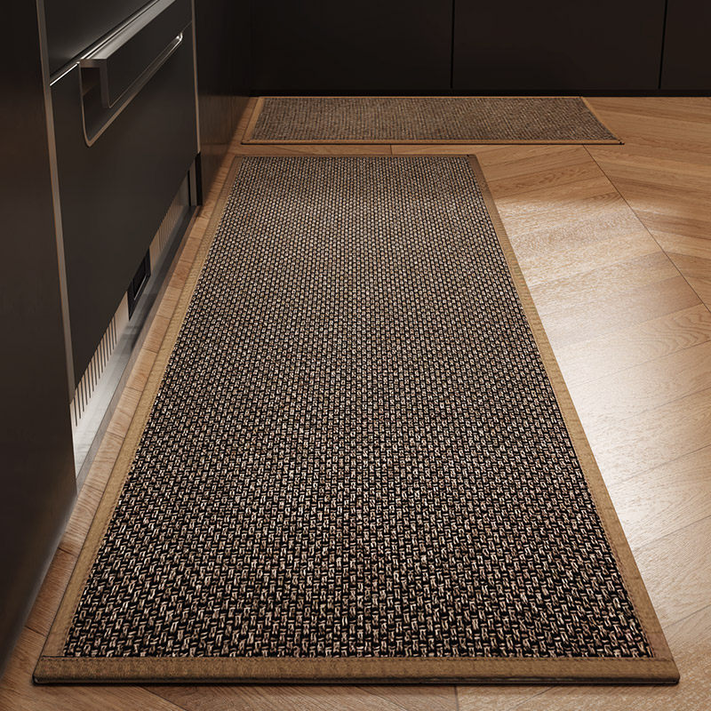 仿亚麻编织纹厨房地垫吸s水防油防脏防污防滑脚垫门口吸油整铺垫