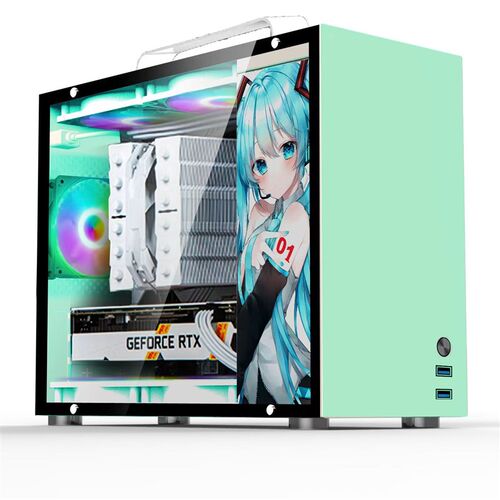 mini迷你itx电脑机箱提手台式机matx主板全侧透明dTiy外壳白色atx