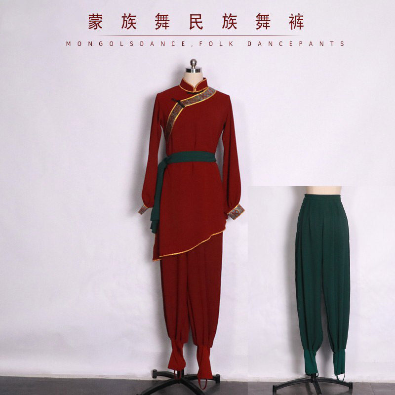 蒙古族舞c蹈服装女裤练功裤民族靴裤宽松阔腿踩脚裤灯笼裤