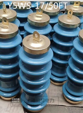 现货供应Y5WS-17/50FT新型蓝色陶瓷氧化锌避雷P器10KV免维护避雷