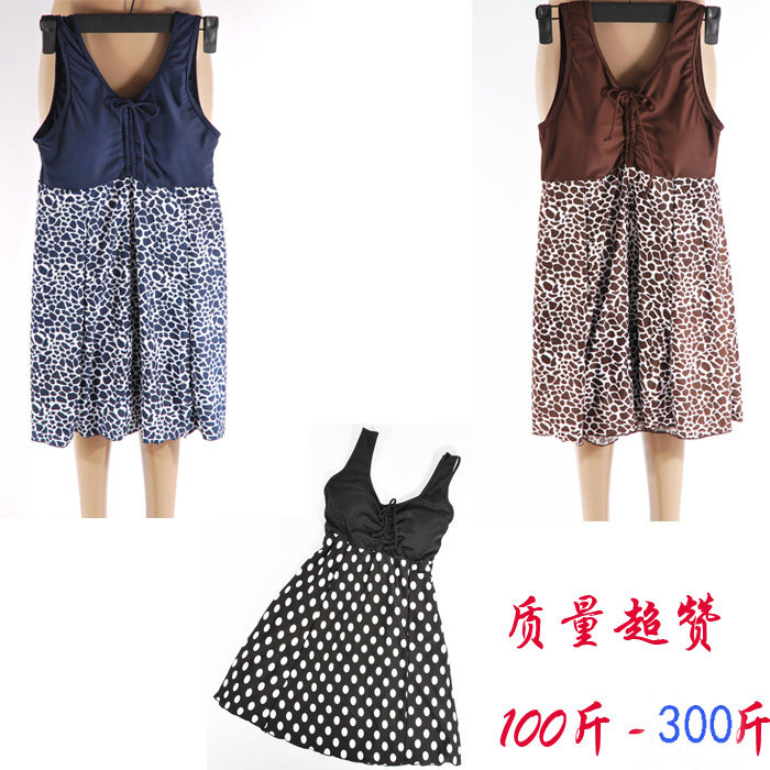 连体裙式三角遮肚显瘦女泳衣 小胸聚拢无钢圈泳衣 加大Y码保守泳