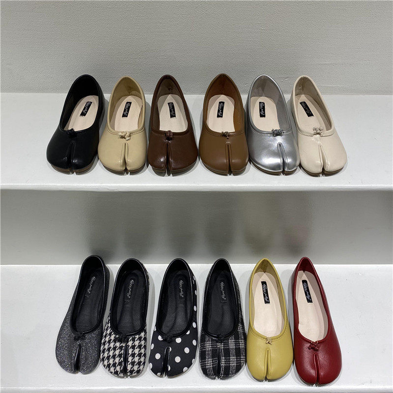 平底鞋单鞋女鞋子2022年u春夏猪蹄鞋设计感小众分趾鞋豆豆鞋奶奶