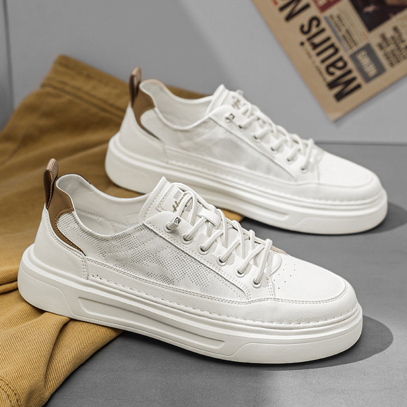 小白鞋男款2024新款男鞋夏季透气薄款帆布M板鞋布面免系带轻便白