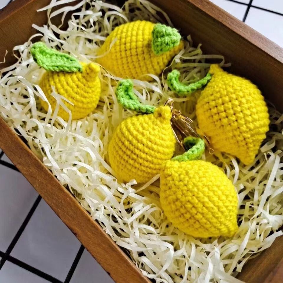 柠檬挂件手工编织diy书包