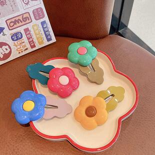 儿童多巴胺大号花朵发夹BB夹女童前额刘海碎发卡2023新款甜美