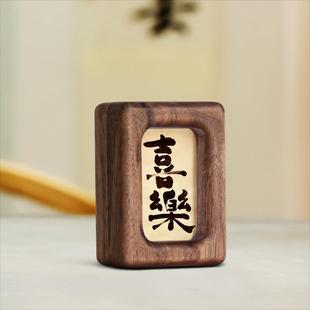 创意实木书法桌面小摆件相框胡桃木汽车车载画框木质迷你摆台木框