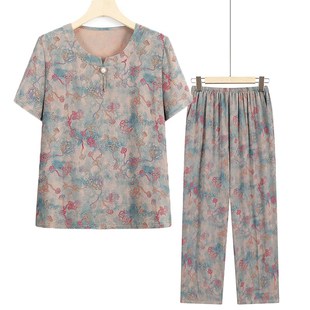 两件套G60岁70老太太夏季 奶奶夏装 妈妈短袖 中老年女装 宽松服 套装