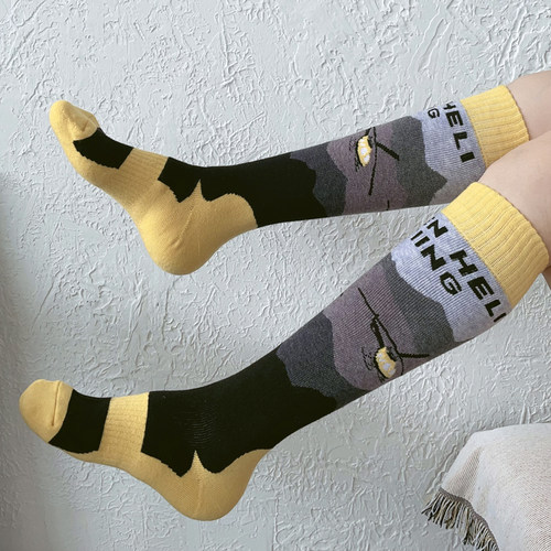 男女款秋冬超厚美利奴羊毛保暖透气F中高筒滑雪袜户外露营登山袜