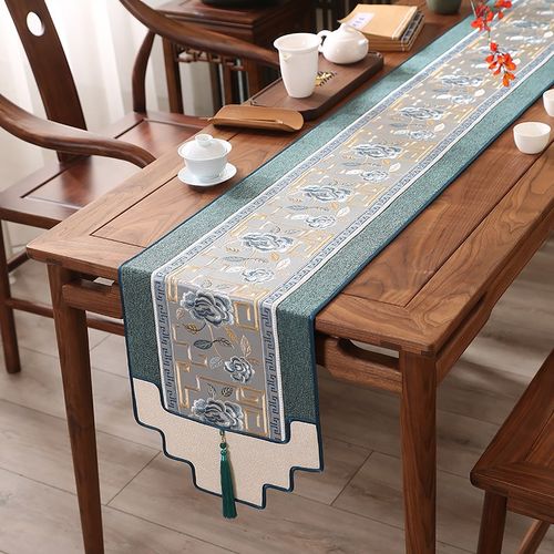 新中式禅意桌旗轻奢高端茶台布艺长条茶席茶桌V布茶旗垫布定制