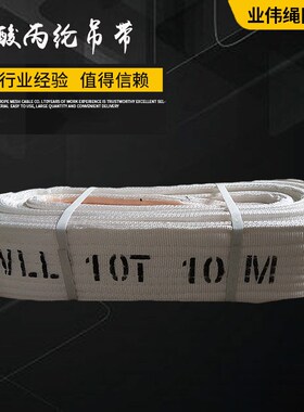 8T5m丙纶吊带 5吨6/7/8/10M耐酸吊装带 1T2T3T白色双扣起重吊装带
