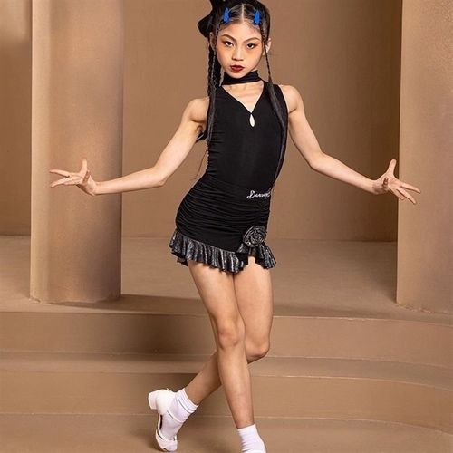 2024新款女儿l童拉丁舞裙高级感套装练功服洋气显瘦集训表演服