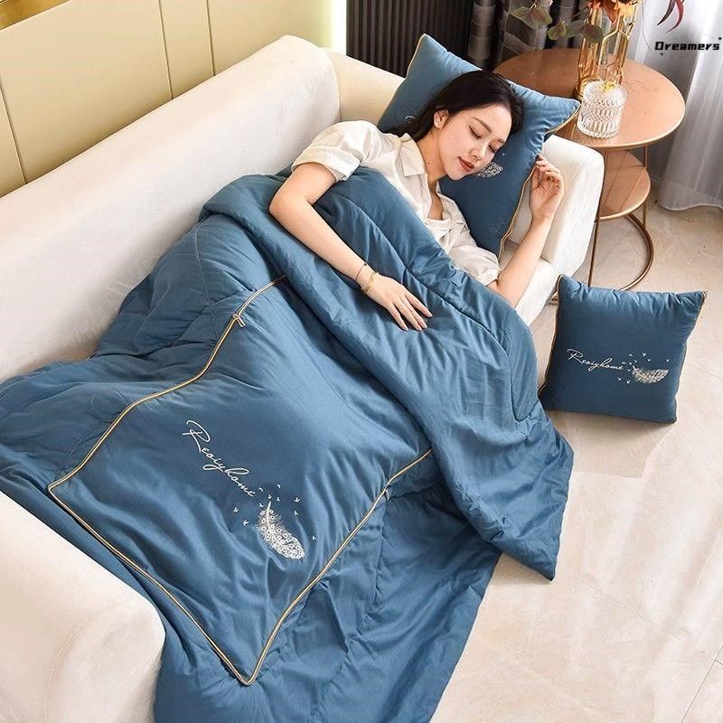 轻奢级高端二合一两用抱枕被全棉绣花沙发空调车载午睡毯子四厂家,居家布艺,抱枕被,淘宝优惠券,粉丝福利购,淘宝优惠卷