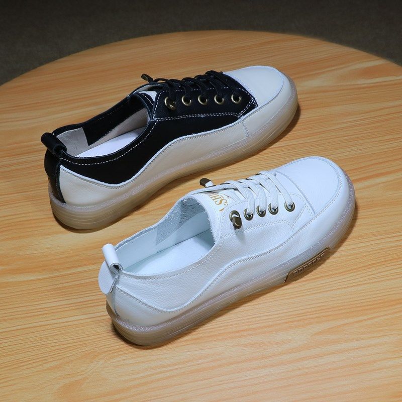 真皮小白鞋女2024新款春秋季一脚蹬女鞋休闲百搭孕妇牛筋软底单鞋,女鞋,休闲板鞋,淘宝优惠券,粉丝福利购,淘宝优惠卷