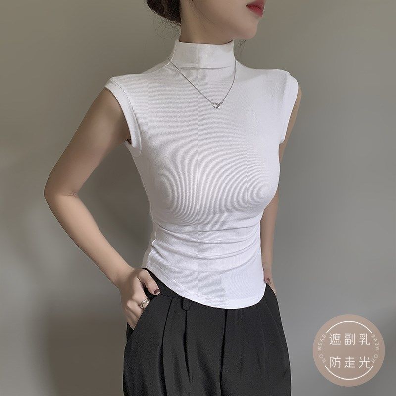白色螺纹吊带e背心女内搭2025年夏季新款半高领弧形下摆百搭上衣,女装/女士精品,背心吊带,淘宝优惠券,粉丝福利购,淘宝优惠卷