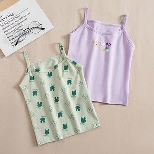棉质内搭护肚上衣A 小女孩外穿M无袖 女童吊带背心24夏季 儿童打底衫