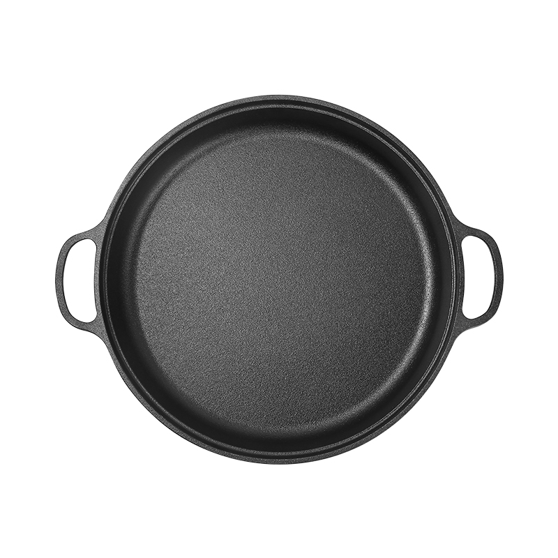 双耳加厚铸铁平底锅生铁烙饼锅不粘无涂层煎锅水煎包锅老式饼铛
