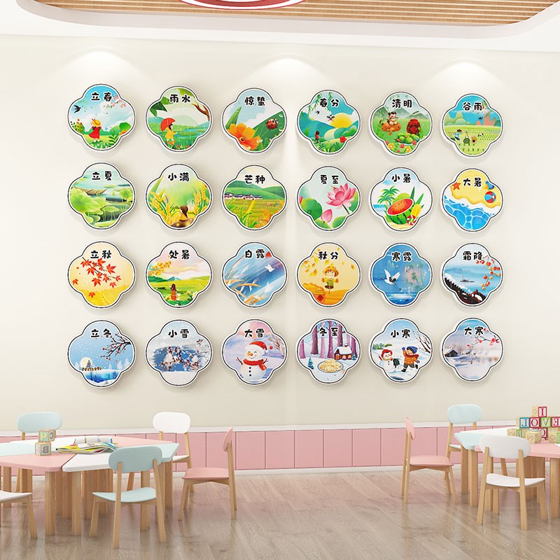 幼儿园墙贴画3d二十四24节气环创主题墙成品教室走廊楼梯墙面装饰