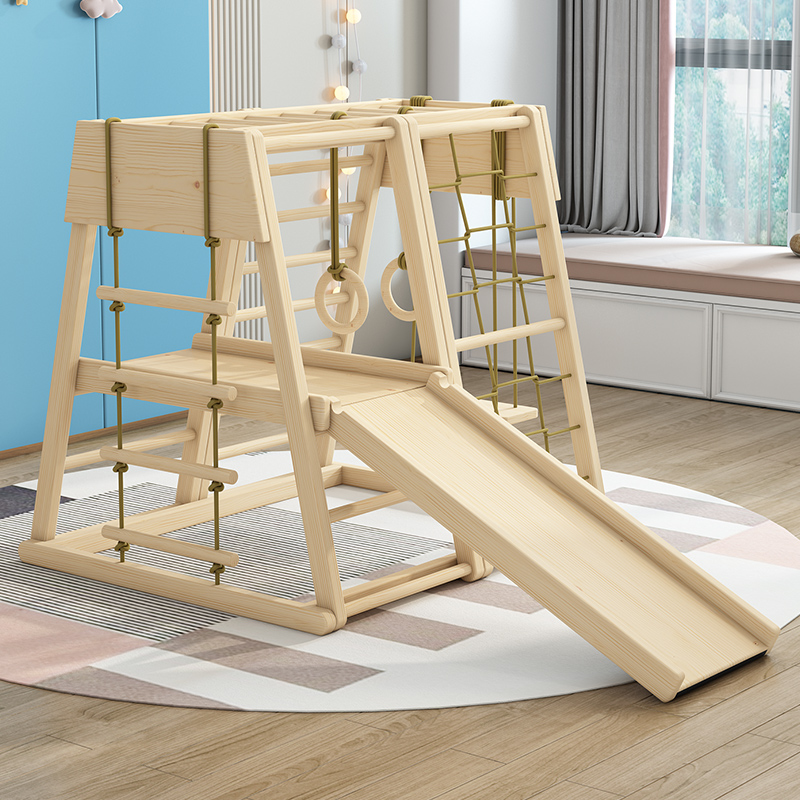 儿童实木攀爬架室内宝宝木质滑梯秋千攀岩家用小型游乐园家庭