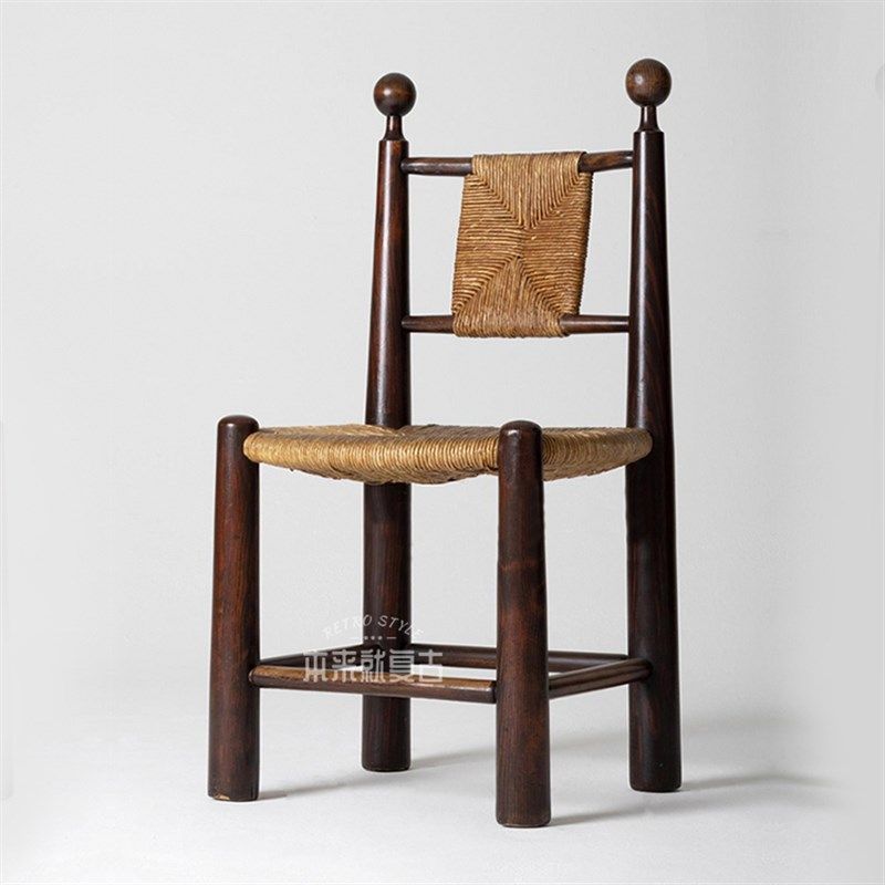 设计师实木编藤中古餐椅法式复古风草藤书桌椅民宿咖啡厅休闲椅子,住宅家具,餐椅,淘宝优惠券,粉丝福利购,淘宝优惠卷