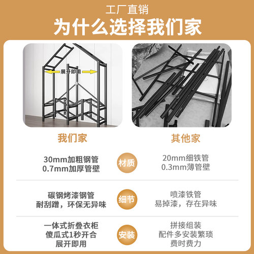 免安卧室布出租房用结实耐用儿童衣橱一体