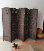田园草编竹藤玄关试衣间时尚 客厅卧室折屏屏风