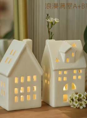 浪漫满屋家居房子小夜灯装饰休闲厅酒店民宿酒店氛围陶瓷灯