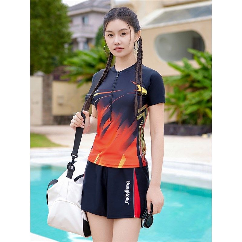 泳衣女款2d025新款大尺码保守平角两件式泡温泉微胖女孩遮肉显瘦,运动/瑜伽/健身/球迷用品,分体泳衣,淘宝优惠券,粉丝福利购,淘宝优惠卷