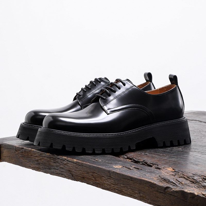 【轻盈鞋底】高级感亮皮大头德y比鞋男款增高厚底时尚休闲皮鞋黑,流行男鞋,休闲皮鞋,淘宝优惠券,粉丝福利购,淘宝优惠卷