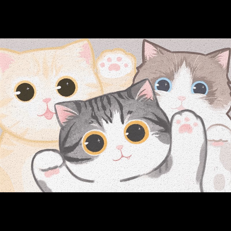卡通猫咪入户门地垫进门门厅玄关地毯可裁剪防滑可R擦洗pvc脚踏垫