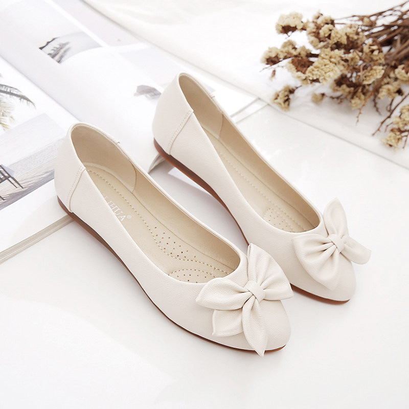 单鞋女2024新款春秋季豆豆鞋夏款女鞋子百搭P妈妈鞋软皮软底平底,女鞋,浅口单鞋,淘宝优惠券,粉丝福利购,淘宝优惠卷